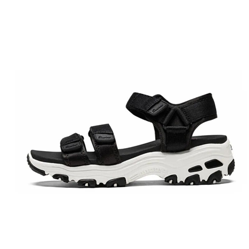 Skechers D'lites/Босоножки; женские босоножки на платформе; женская прогулочная обувь на танкетке средней высоты; летняя пляжная обувь; модная обувь; 31514-BLK - Цвет: 31514-BLK