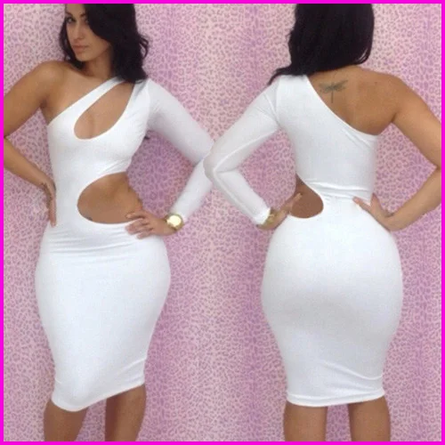 New Arrival Custom Made Novelty Sexy Lady Summer Bandage Bodycon Clubwear Party Evening Dress One Shoulder Mulheres Vestido | Женская