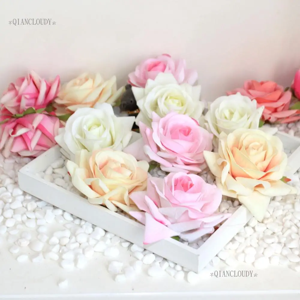 Искусственные Алмазные розы бархатные шелковые цветочные головки Свадебные