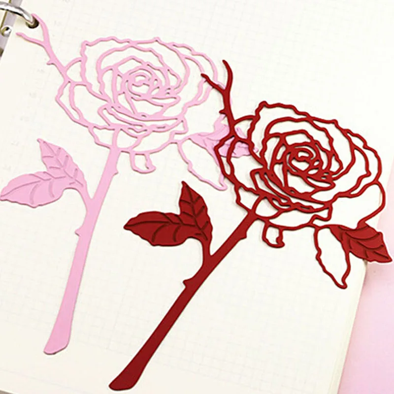 1 шт. Милая металлическая наклейка-закладка в виде цветка розы для свадебного