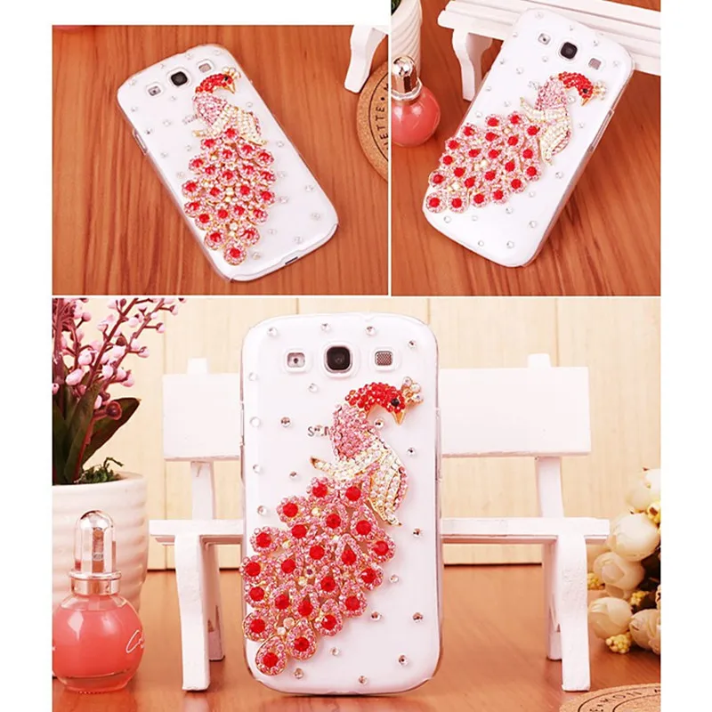 Роскошные Металл павлин чехол для Samsung Galaxy S2 S3 S4 S5 Mini S6 S7 S8 S9 плюс J1 мини J2 j3 J5 J7 2016 2017