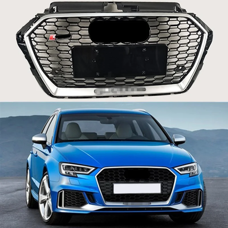 Черная рамка сотовая решетка ABS для A3 S3 RS3 17-19 Шестигранная сетка переднего бампера Sport Edition гоночная решетка с/без эмблемы