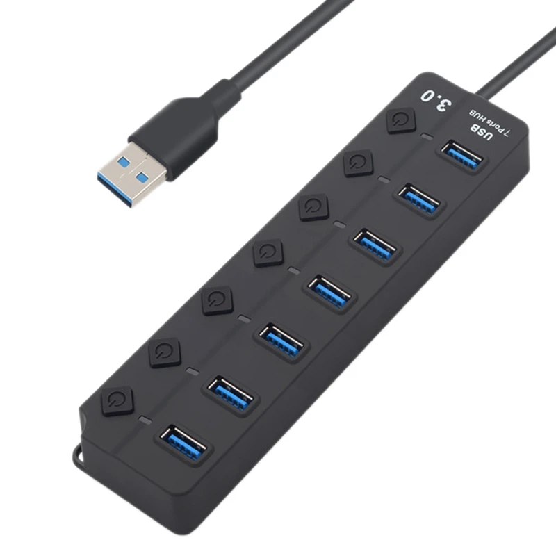 7 Ports Hub Usb-хаб 3,0 5 Гбит/с высокоскоростной 7 портов USB 3,0 концентратор разветвитель вкл/выкл переключатель для MacBook ноутбук ПК - Цвет: 7 Ports Hub