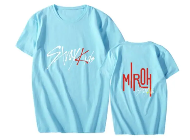 Summer style straykids miroh album same printing o neck short sleeve t shirt kpop unisex loose t-shirt k-pop top tees | Женская одежда