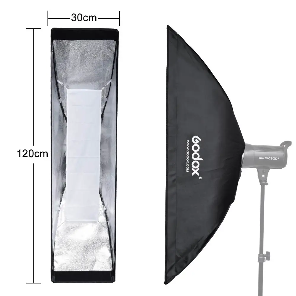 Софтбокс Godox для стробоскопа 30x120 см 12 &quotx 47&quot с креплением в виде сот и сетки |