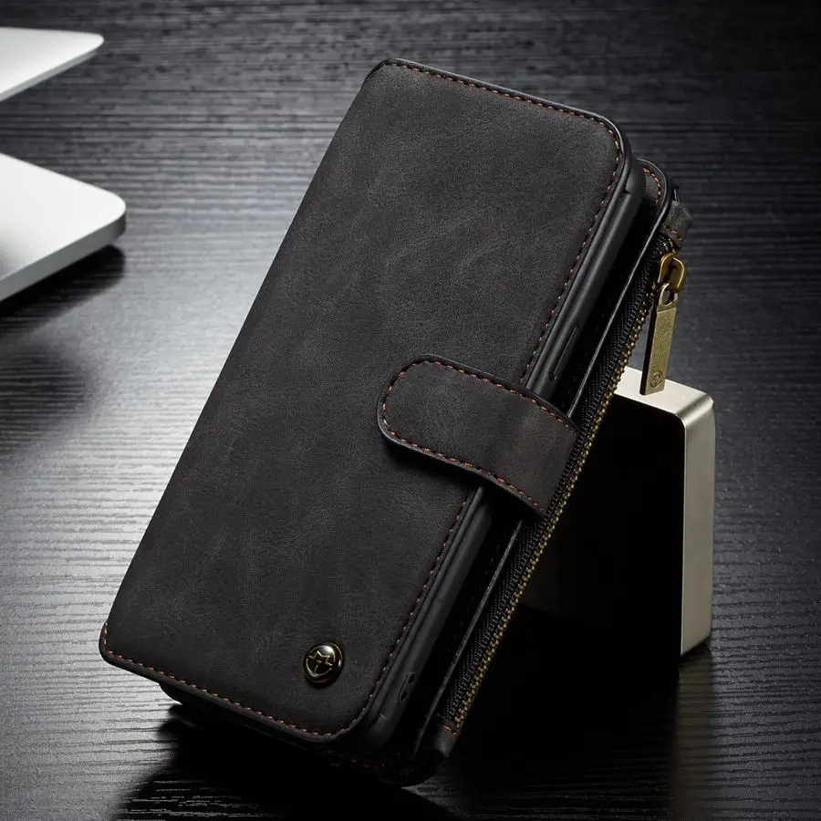 Black Многофункциональный кожаный чехол-кошелек для Fundas samsung Galaxy S9/S9 Plus, чехол на молнии, чехол для телефона, чехол для сумки - Цвет: Black