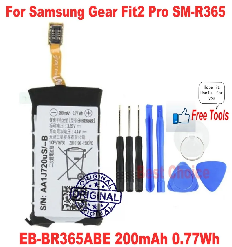 200 мАч Оригинал 0.77Wh EB BR365ABE батарея для Samsung Gear Fit2 Pro фитнес SM R365 Fit 2 + Бесплатные