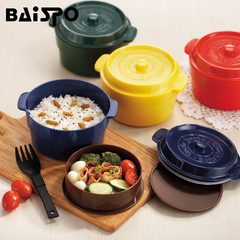 Baispo креативные оздоровительные ланчбоксы лапша Bento Box круглый дизайн Ланч-бокс микроволновая посуда контейнер для хранения еды ланчбои