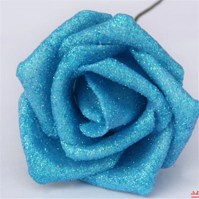 6 см искусственные с блестками розы для рукоделия синяя волшебница многоцветный