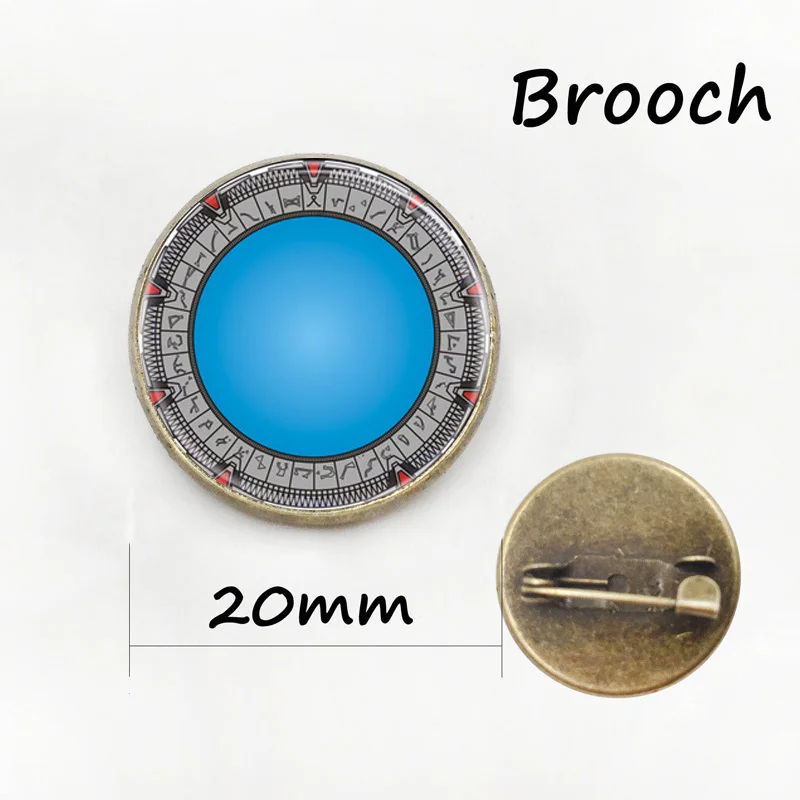 brooch 20mm 1 шт/партия винтажная голубая Вселенная Звездные ворота подвеска, ожерелье из кабошона Длинная черная цепочка массивное ожерелье для женщин и мужчин - Окраска металла: brooch 20mm