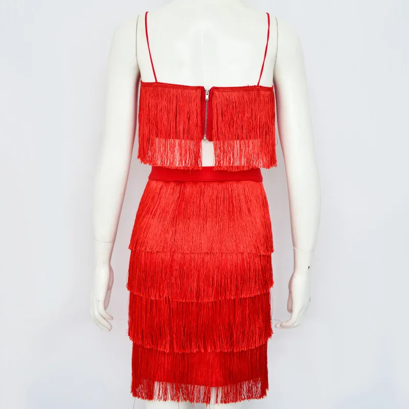 Новые летние женский комплект 2 шт. с кисточками из двух предметов сексуальный