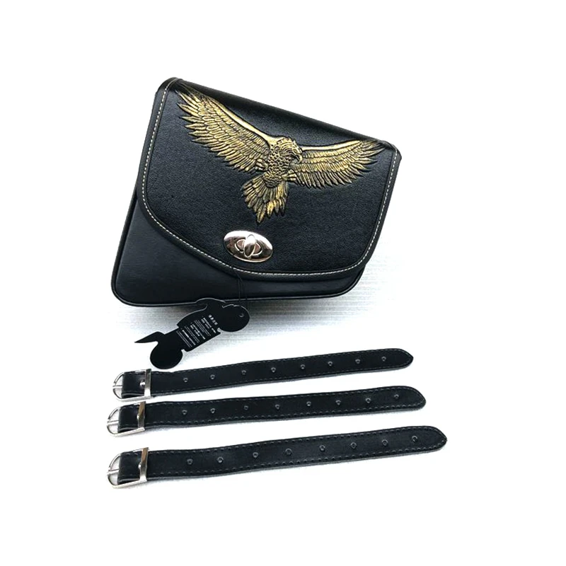 Черные мотоциклетные кожаные сумки с логотипом орла 1 шт.|saddle bag|side saddle bagstool bag |