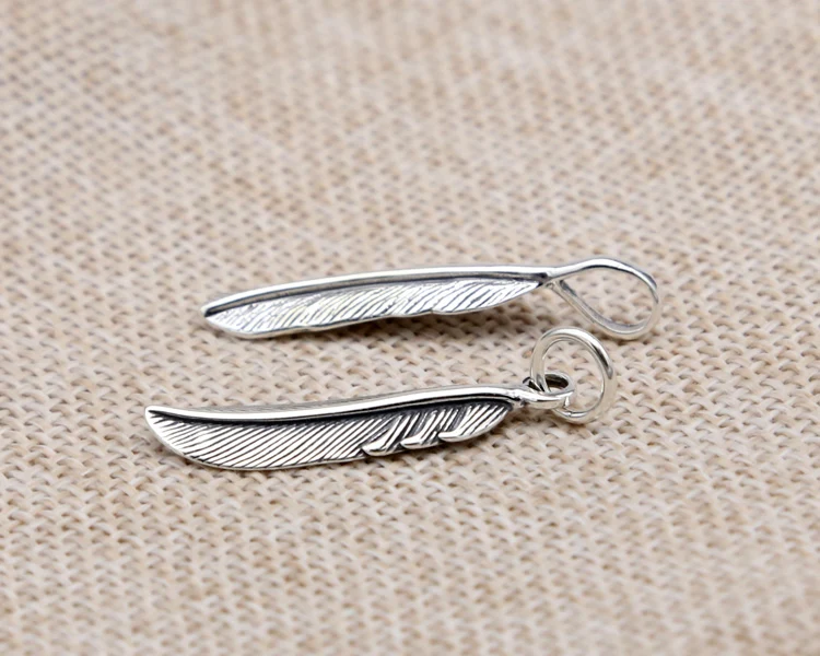 Подвеска из твердого стерлингового серебра 925 пробы с маленькими перьями