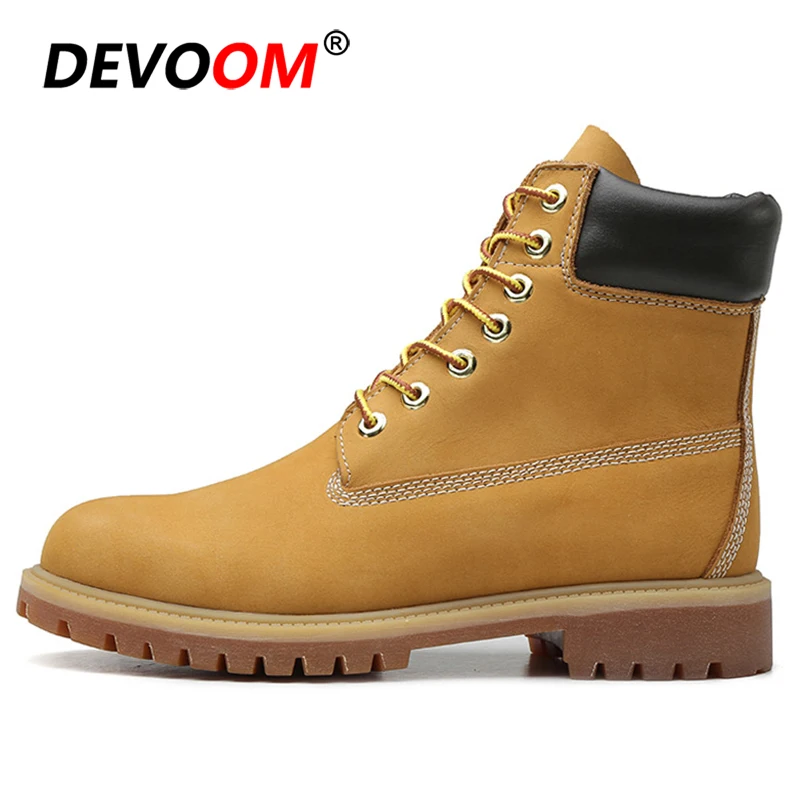 yellow with fur Модная классическая мужская обувь; кожаные черные зимние ботинки; Мужская Рабочая обувь; мужские ботинки из натуральной кожи; мужские уличные кроссовки унисекс с мехом - Цвет: yellow with fur