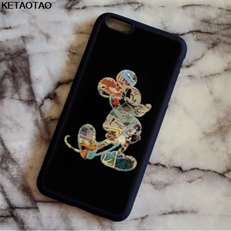 KETAOTAO Comic art Микки Маус чехлы для телефонов iPhone 4S 5C 5S 6 6S 7 8 Plus X Samsung NOTE чехол Мягкий