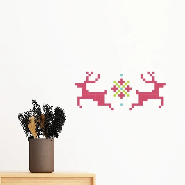 С изображением рождественского оленя снега пикселей съемные стенки Стикеры Wall Art