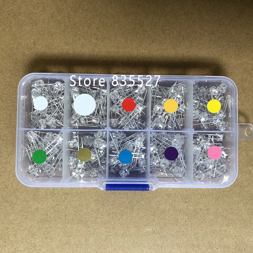 200 шт./коркорт. MIX 5 мм LED F5 набор в ассортименте соломенная шляпа теплый белый