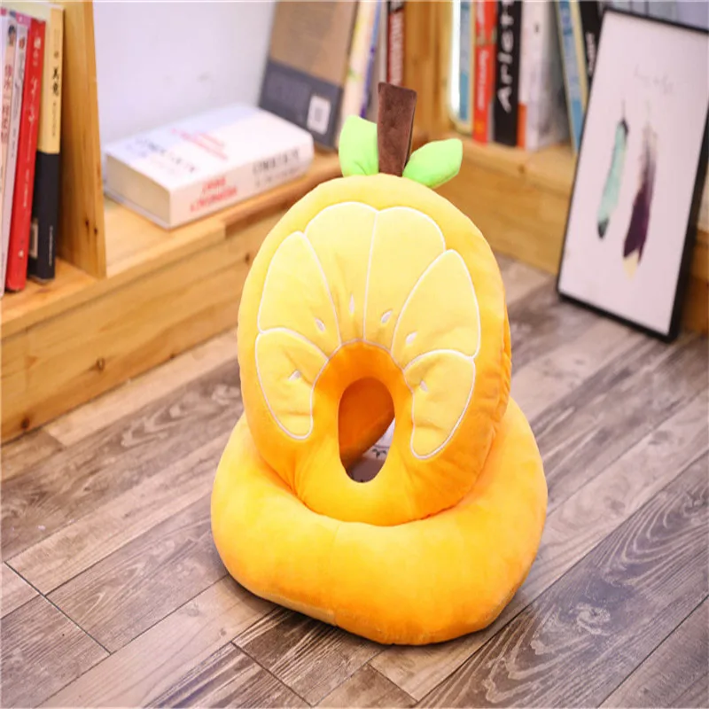 orange Модная Подушка с фруктами, милая Подушка с фруктами из мультфильмов, плюшевые игрушки для офиса, мягкая подушка для сна, арбуз, киви, клубника, кактус - Цвет: orange