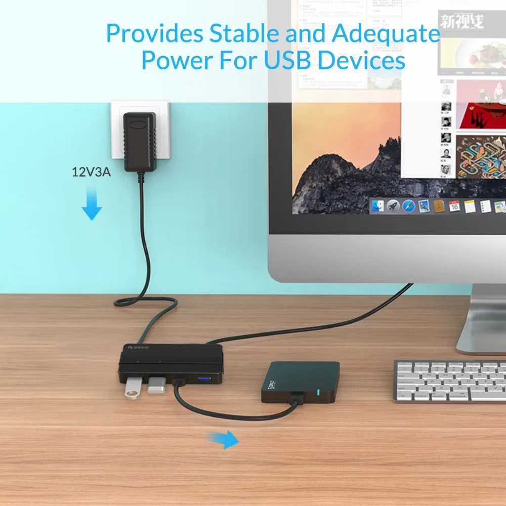 4 портовый USB Концентратор ORICO H4928 U3 для Windows XP / Vista 7 8 10 Linux Mac OS|usb3.0 hub|4 porthub port |