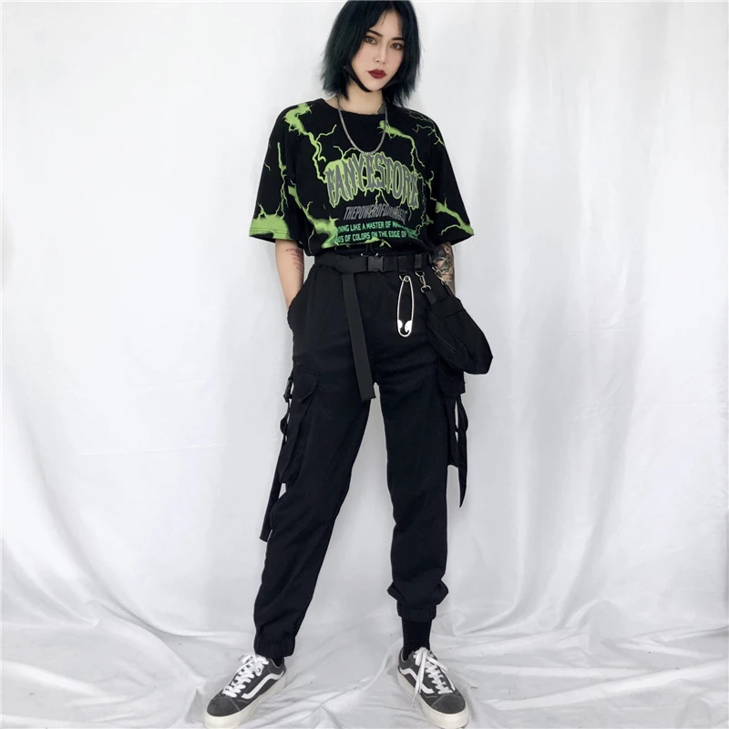 Женская свободная футболка Ulzzang Harajuku Корейская хипстерская большого размера с