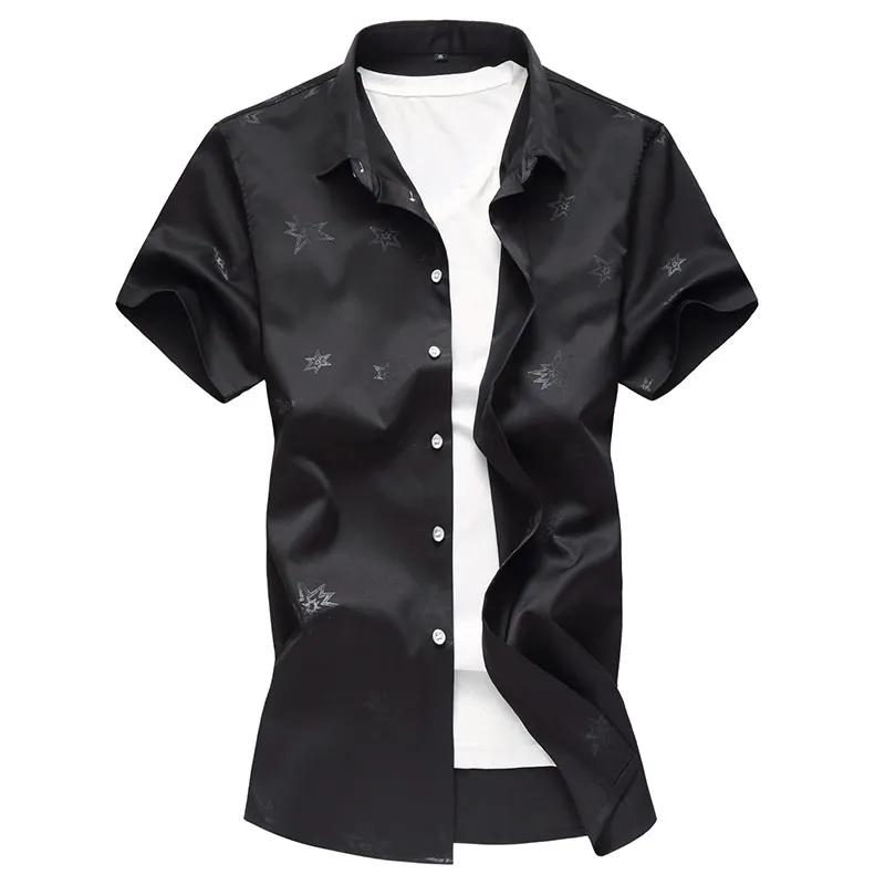 Мужская Повседневная рубашка с геометрическим принтом и коротким рукавом