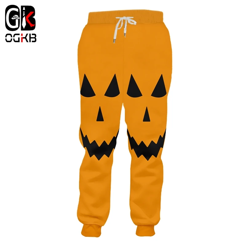 

OGKB Man 3D Printed Funny Human Face Pumpkin Pattern Wholesale Men's Pants Leisure Halloween Yellow Lovely Sweatpants 6XL