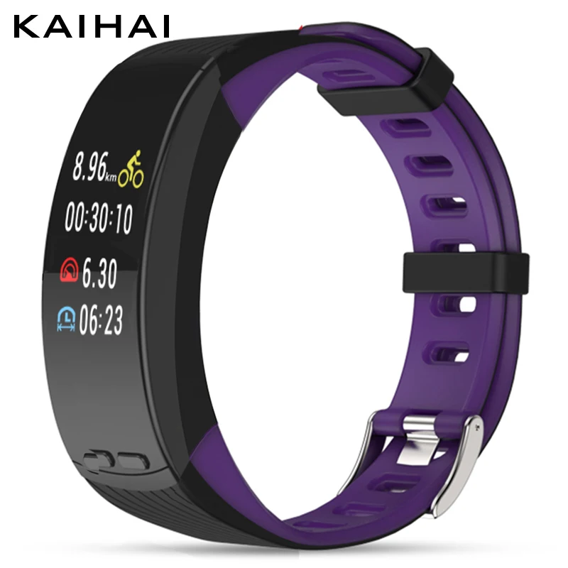 purple smart band KAIHAI смарт-Браслет фитнес-браслет трекер активности браслет gps Шагомер монитор сердечного ритма во время сна запись истории smartband - Цвет: purple smart band