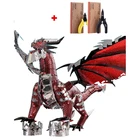 Металлический 3D-пазл Piececool, модель черного дракона для самостоятельной сборки, лазерная вырезка, настольное украшение, подарок для детей