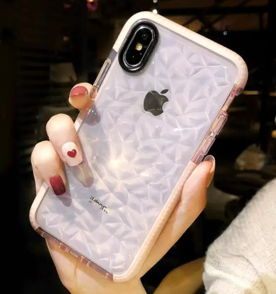 Роскошный чехол Kerzzil с алмазным узором для iPhone X 6 6S Plus прозрачный ромбовидным 8 7