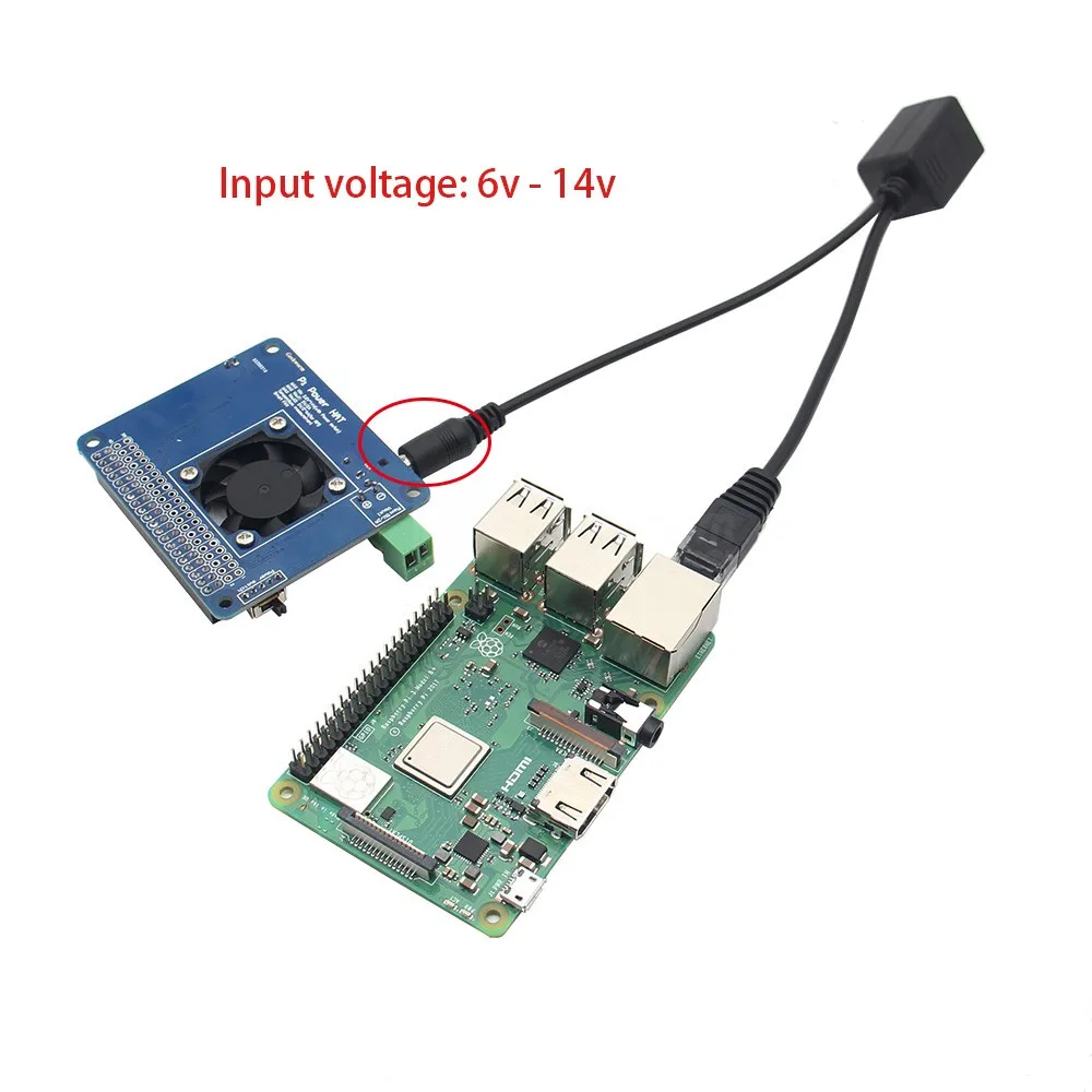 Raspberry Pi 3 Model B + (плюс) POE адаптер с интеллектуальным контролем температуры