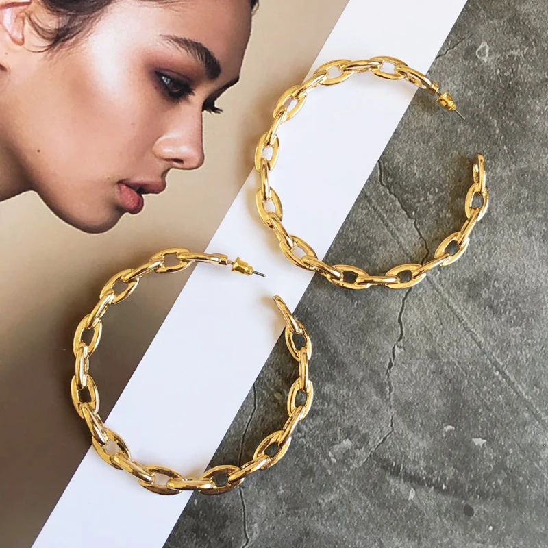 Трендовые женские серьги-кольца coco &amp willow золотого цвета с цепочками 2019