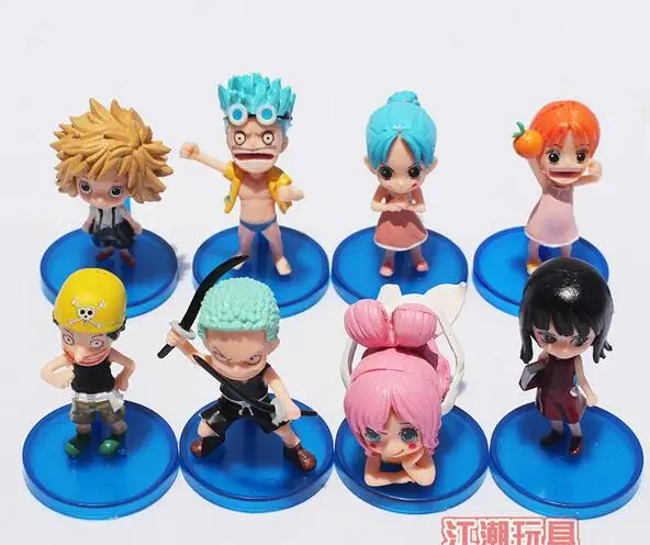 8 шт./компл. Usopp Nefeltari Vivi Nami Robin Franky Мини фигурки героев аниме ПВХ игрушки|figure toy|mini one