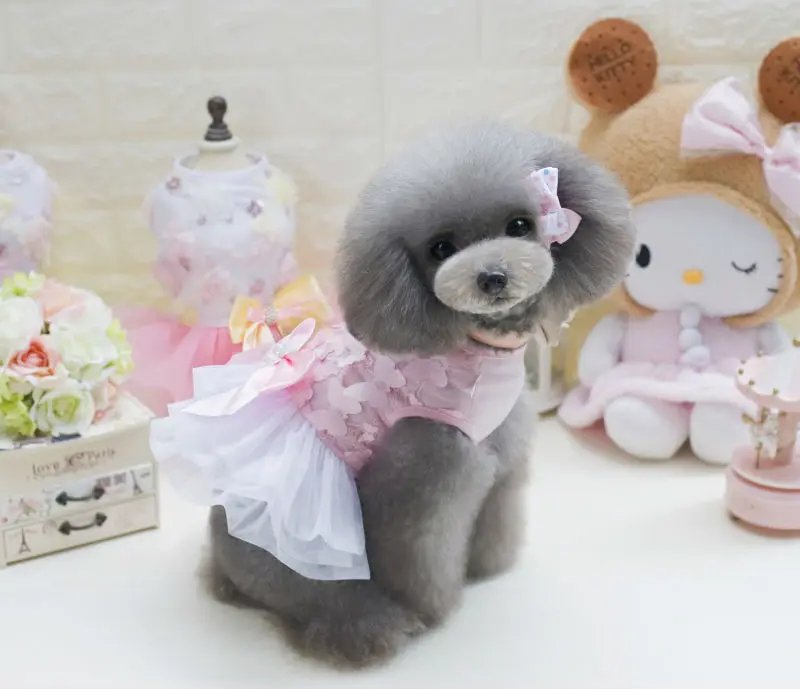 Y14 Милая юбка с рисунком бабочки для собак Летнее платье питомцев пачка принцессы