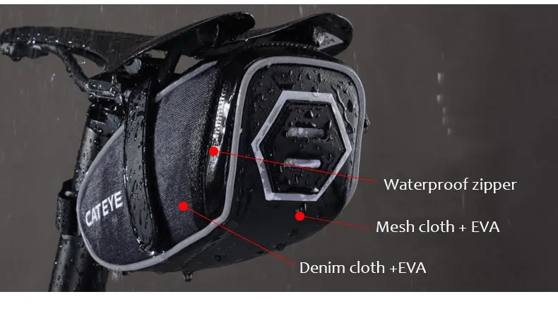 CATEYE MTB для велосипедов, мотоциклов велоинструменты Сумка водонепроницаемая большая емкость 3D оболочка Светоотражающая седло Сумка Чехол велосипед аксессуары для велосипеда