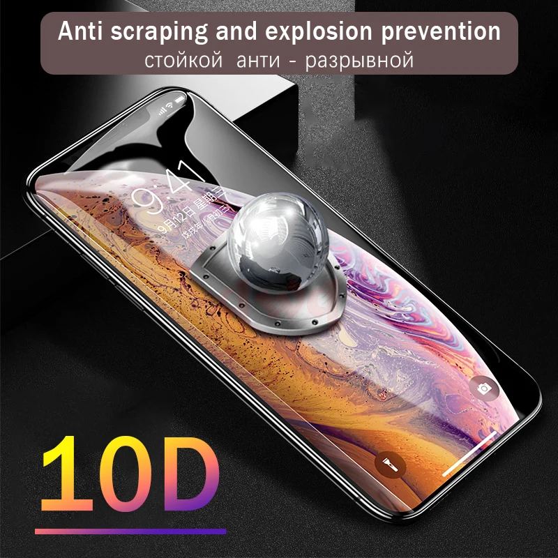 10D изогнутое полное покрытие из закаленного стекла для iPhone X Xs XR Премиум Защита