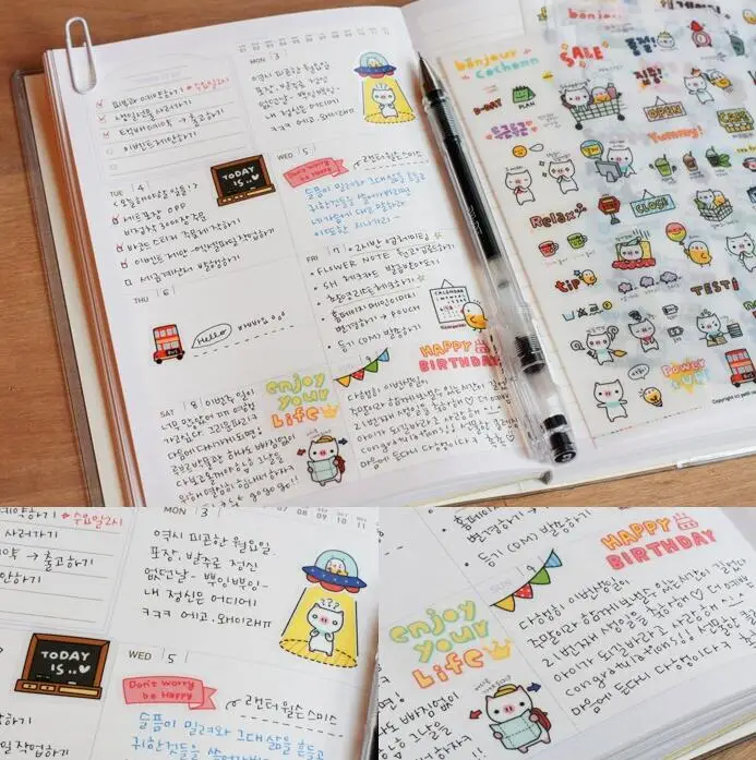 1 set Kawaii Cartoon Piggy Stickers Funny Korean Animal Decorative Diary | Канцтовары для офиса и дома