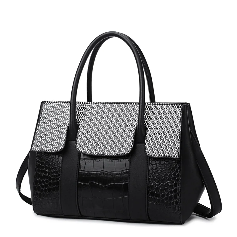 

Casual Crocodile Pattern Messenger Bags Women Hit Color Shoulder Bags Luxury Brands PU Leather Crossbody Bags Phone Purses