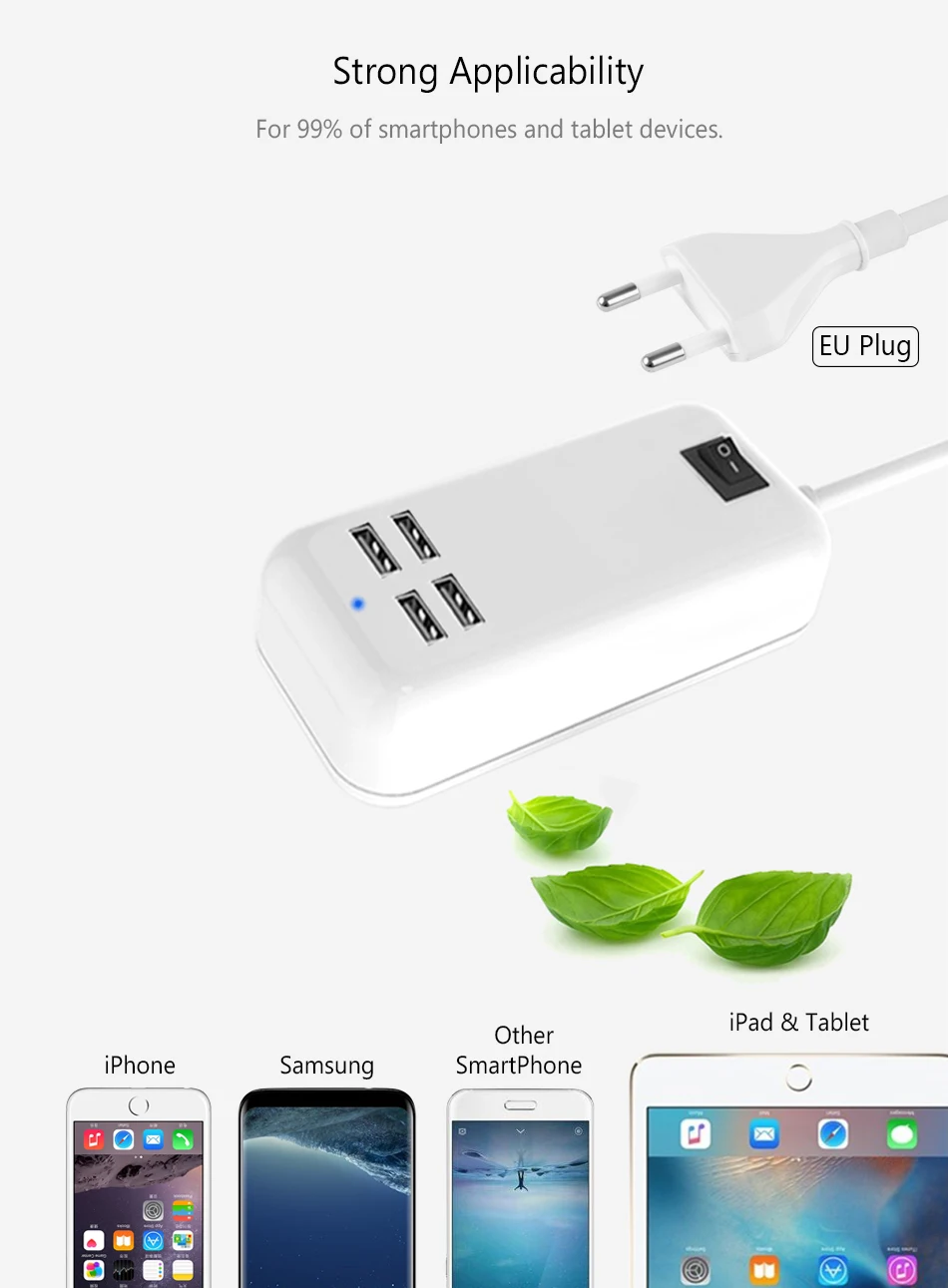 4 Порты USB Зарядное устройство Док-станция для iPhone X samsung Galaxy S8 S9 Примечание 8 быстрой зарядки Универсальный мобильный телефон Quick Charge адаптер