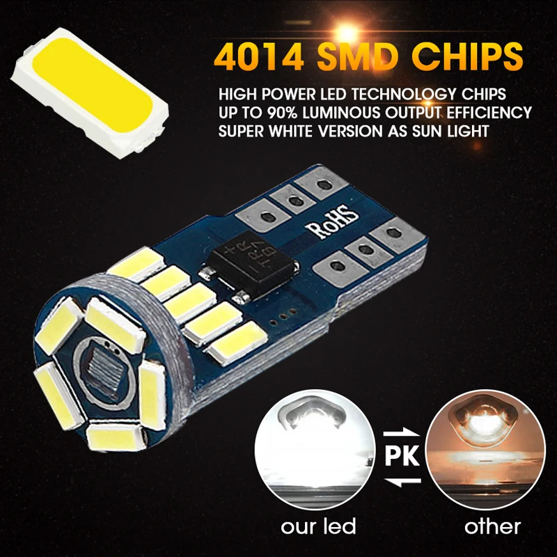 ROADOT 10x T10 4014 Led W5W 194 Автомобильная лампочка Лампы для чтения просвет Поворотная