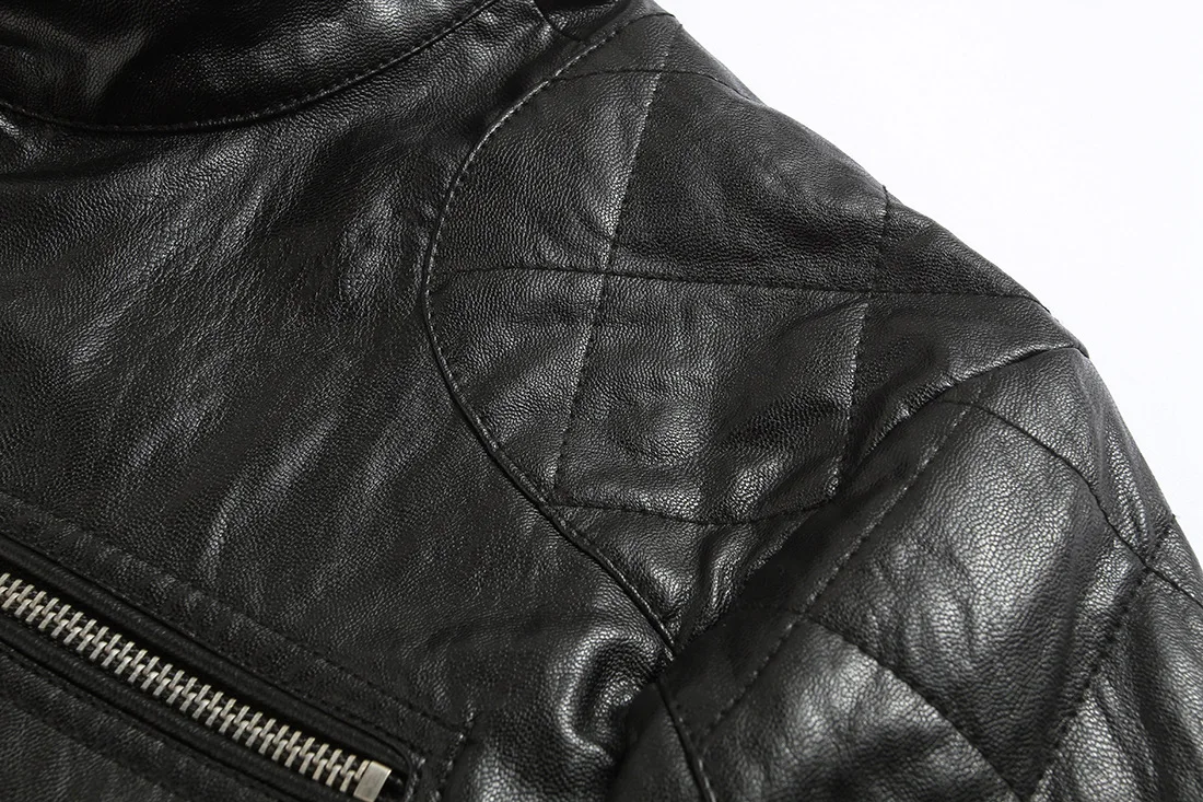 New Retro Mens Motorcycle Jacket PU Leathe Stand Collar Slim Fit Thin Lightweight Classic Biker Punk Moto Jacket Coat Size M-5XL