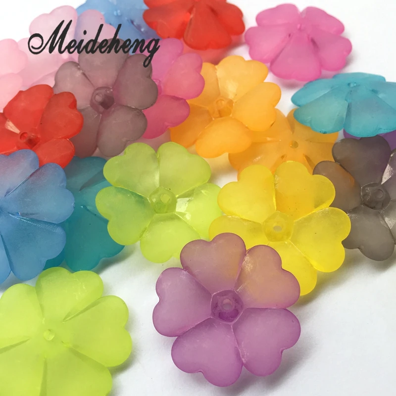 Акриловые красочные милые пять листьев цветок бусины для изготовления ювелирных