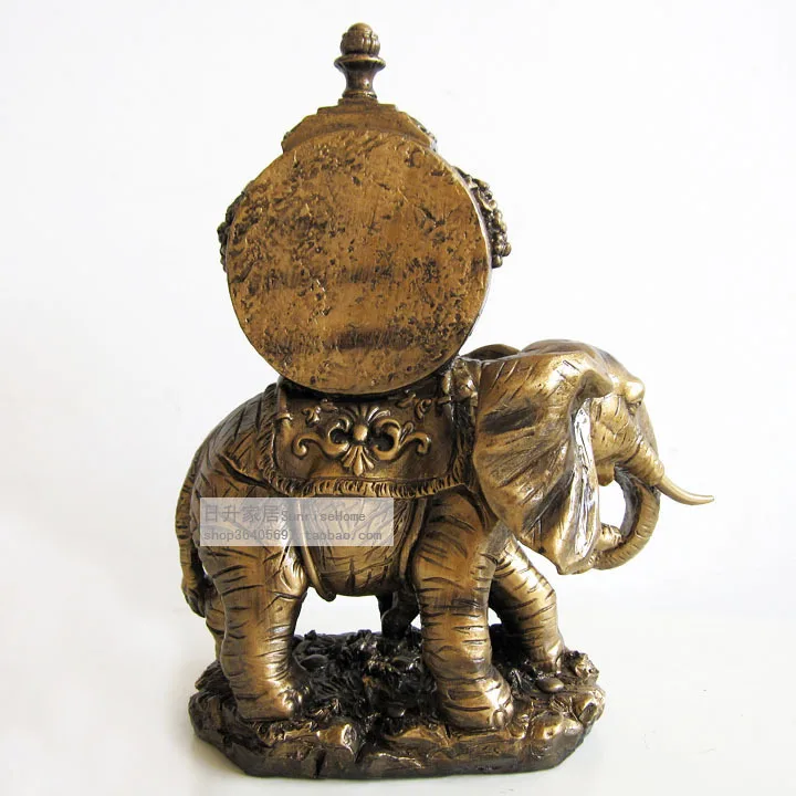 Lai Sheng new European complex timepiece clock elephant ornaments fashion creative mute table sit-minute block | Аксессуары для