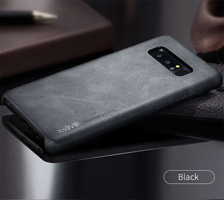 Чехол в стиле ретро для samsung Note 8 X-Level, ультра тонкий деловой кожаный чехол для телефона, чехол для samsung Galaxy Note 8 - Цвет: DarkGrey