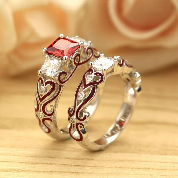 925 anillos, серебряное, 2 шт, обручальное, для пары, для женщин, цвет, кристалл, циркон, сердце, модное кольцо, для девушек, любовь и блеск, изумруд, ювелирное изделие