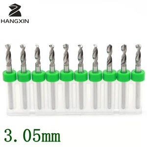 Набор для сверления, 3,05 мм, 10 шт., карбидный металлический фрезерный станок с ЧПУ, дремель для обработки дерева бит, аксессуары для сверлильного фрезерного станка