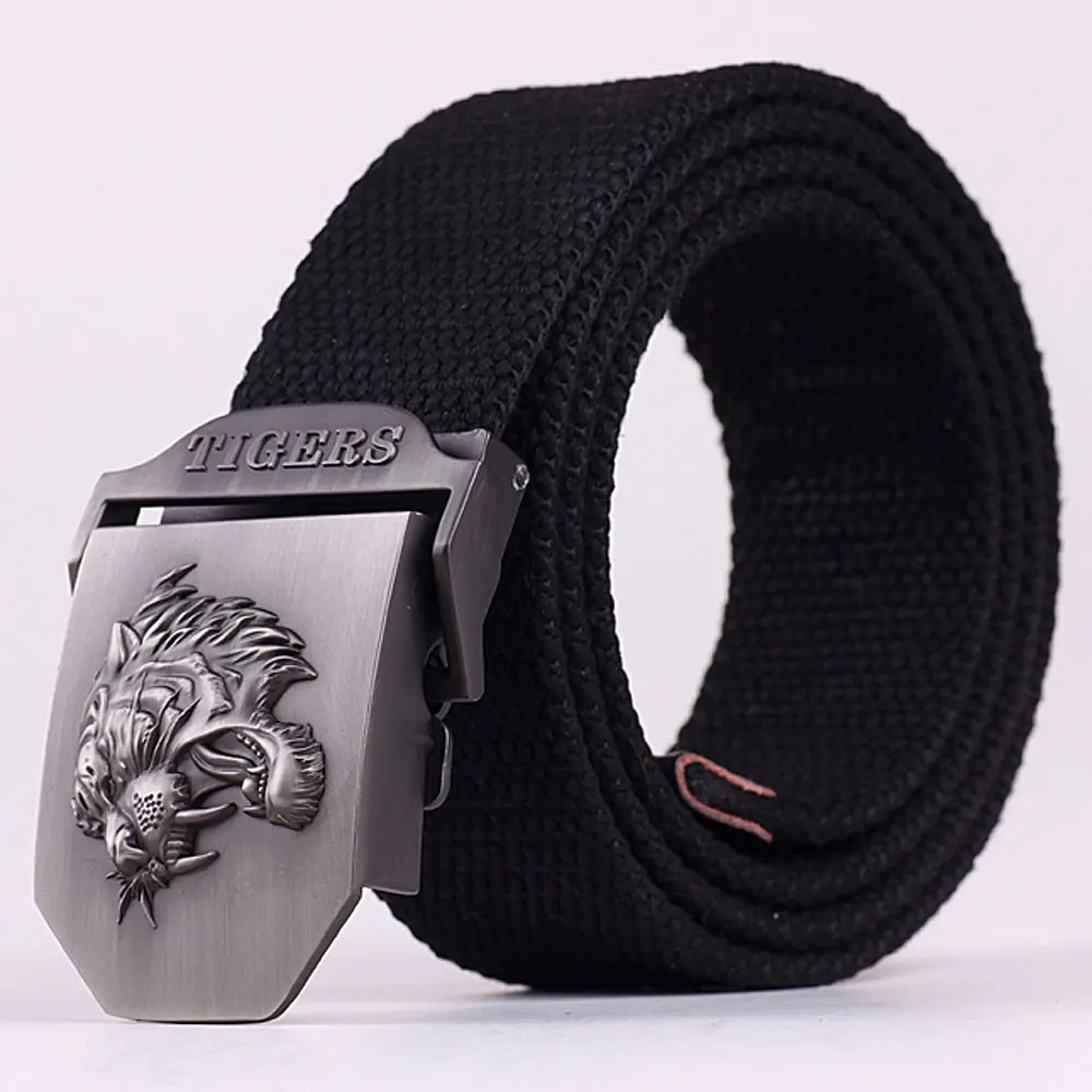 Style1 Black Новое поступление, мужской холщовый ремень с тигровой пряжкой, военный ремень, армейские тактические ремни для мужчин, высокое качество, мужской ремень - Цвет: Style1 Black