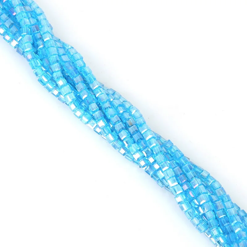 Turquoise AB 3 мм 4 мм 6 мм 8 мм квадратные Австрийские хрустальные бусины кубик стеклянные бусины Свободные разделительные бусины для изготовления ювелирных изделий - Цвет: Turquoise AB