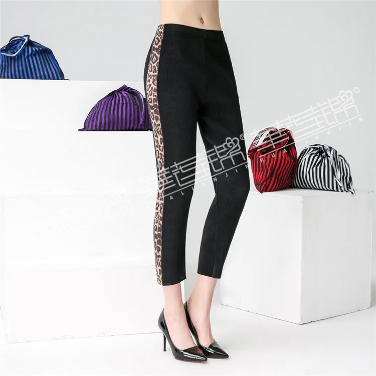 HOT SELLING Miyake fashion Spring and summer mid waist patchwork  pencil pants IN STOCK