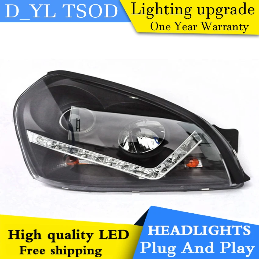 

D_YL автомобильный Стайлинг для Hyundai Tucson фары 2005-2009 Tucson светодиодный ные фары DRL линзы двойной луч H7 HID Ксеноновые Биксеноновые линзы