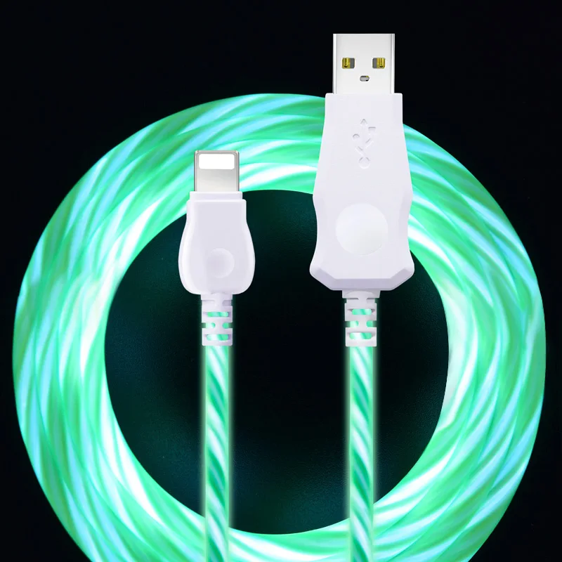 NOHON USB кабель для iPhone 8Pin XS Max XR X 8 7 6 Plus 6S Plus 5S 5 iPad флэш-светильник Быстрая Зарядка Кабели зарядное устройство для мобильного телефона - Цвет: Green For Apple